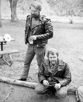 Corm and Harry Moen Motorcycle camping May 25 1974 western WI WEB