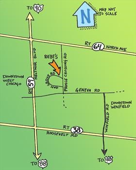 Map to memorial service at the Riebe's house