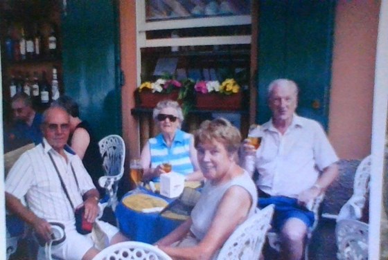 Brian and Dorothy with great friends Bob and Avril on holiday.