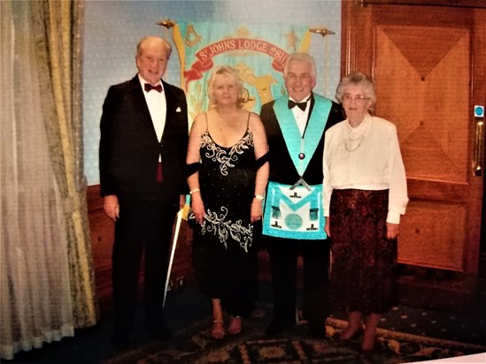 Brian and Dorothy with Nigel Bridge-Wilkinson ( WM ) and Carol at St.Johns Lodge Ladies Night , 28th October, 2006