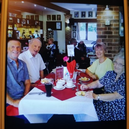 Brian with Dorothy Philip and Glenis at Stoneleigh Golf Club in summer of 2018.