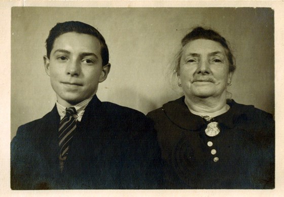 1937 approx Dad in school uniform with his Mums Mum Harrington