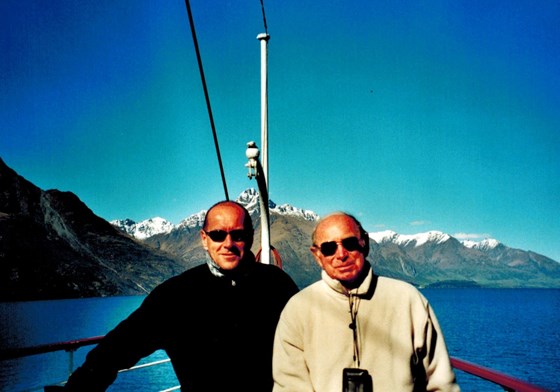 2003 Oct NZ south island with Dad Queenstown boat trip