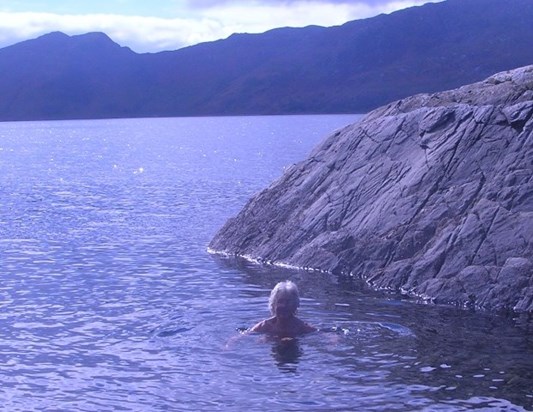 Jane skinny dipping at Knoydart