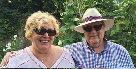 Susan and James in their garden at Oak House. Much love from Ruthie and Gordon 