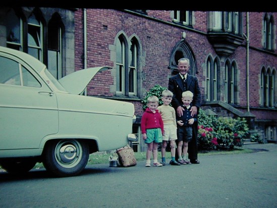 David H with cousins - Ian & Stephen and Grampa Alford at MCB Belfast - late 1960's