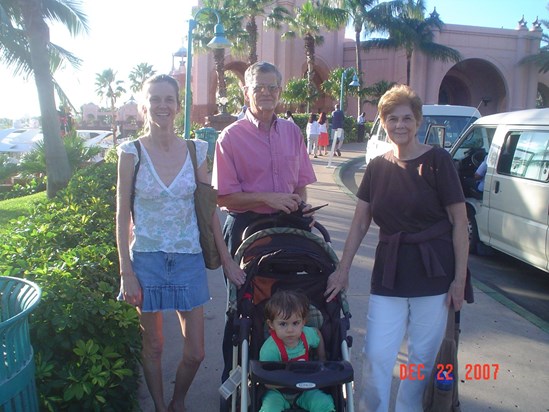 Debbie, Uncle Peter, Aunt Mary in front of Atlantis