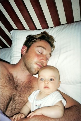 Content sleeping daddy (with baby Finn)