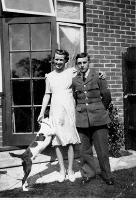 Tony on leave from RAF Halton with Joan in Aylesbury 1940 (?)