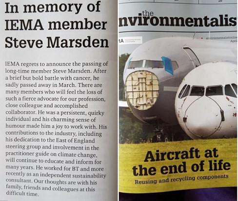 April 2017 Edition of the Environmentalist In Memory of Steve Marsden