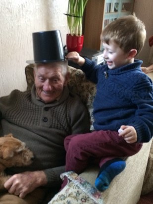 Neko with his Great Grandad. not forgetting George