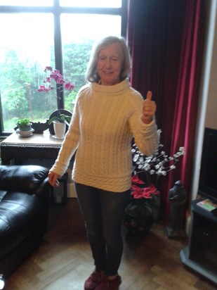 Lyndy in her new sweater