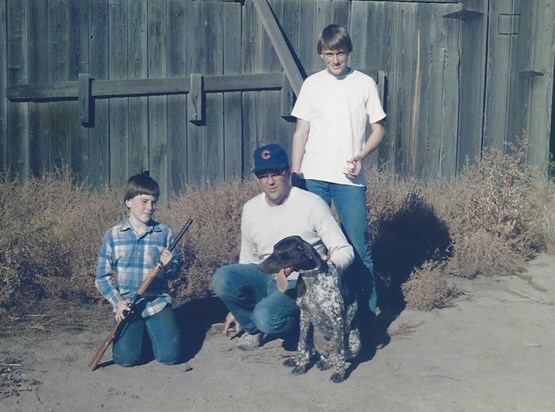 Robert, Collin, Brad (And dog Stephanie) at Ranch Oct 86