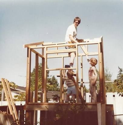 Robert, Collin, Brad Backyard Fort 1978
