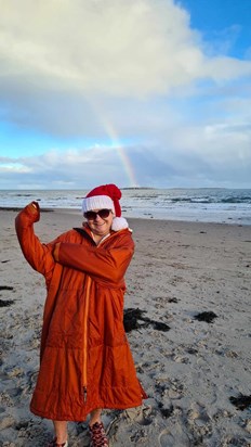 Nicks 'Camping Sister' - The Amazing Anita doing a Boxing Day Dip in his memory. x