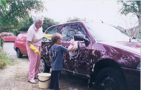 Washing the car with Chaz