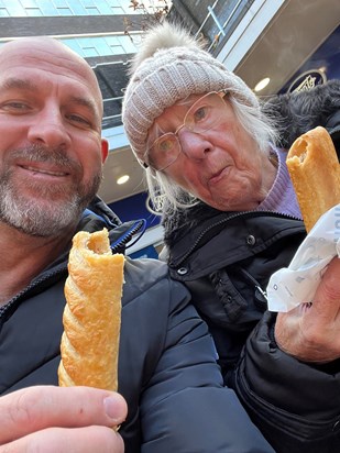 Muriel loved a sausage roll! 