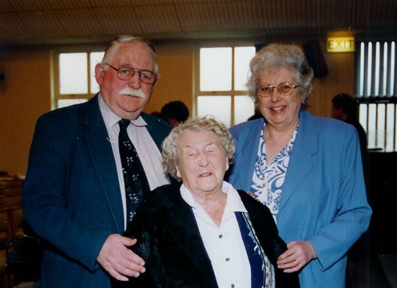 David and Janet with his mother at their renewal of vows