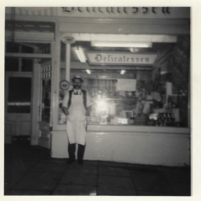 David in front of his Delicatessen in Southend