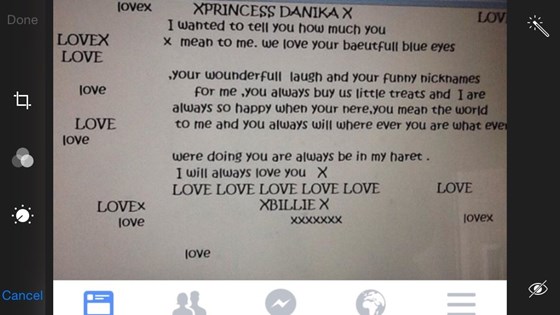 Wrote by Billie to her Love Heart Danika ??????