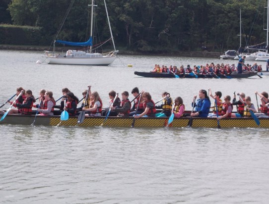 Dragon boating at Little Canada. Janey never missed it, this was her favourite part of the week. 