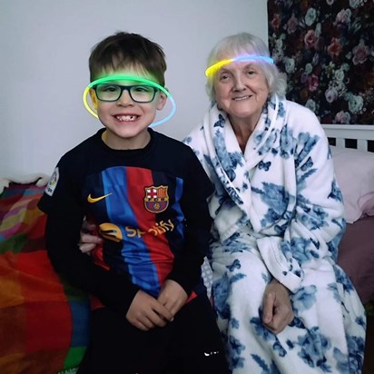 Reuben making Granny happy, such laughs together. April 2023.
