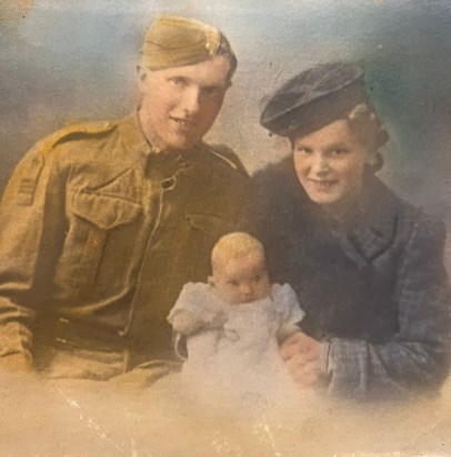 Dad, Mum, June. Shortly before he was killed in 1943.