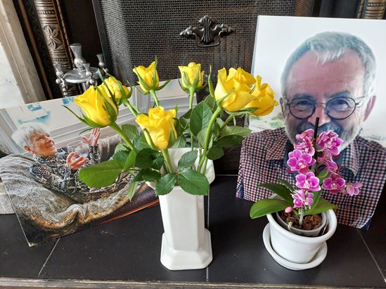 A year without you lovely Mike.  A little tribute to you with your Patty, favourite roses and orchid.  Always on my thoughts x 