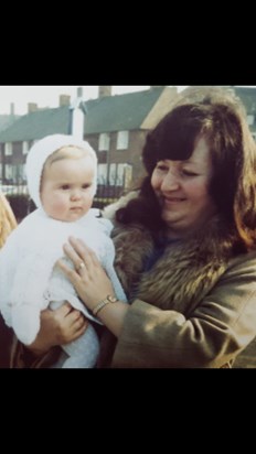 Dear Aunty Jen at my eldest daughter Sarah's christening in 1981