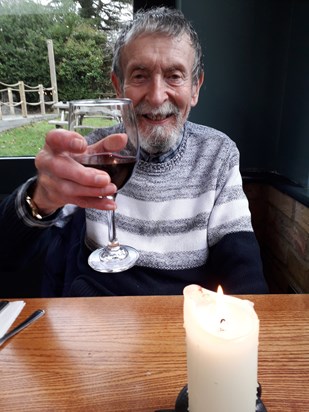 Colin 2020 with his favourite glass of red wine - Cheers darling!