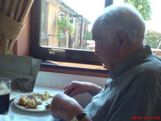 Dad enjoying a sunday roast at aylsham 2007