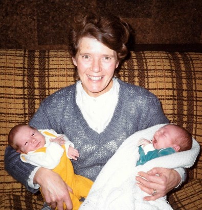 Celebrating the birth of her twin Grandchildren