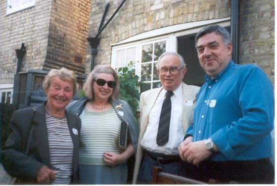 Asher (2nd from right) with Lynne Edelman, Sharon and David Levy at family reunion in London, 2002