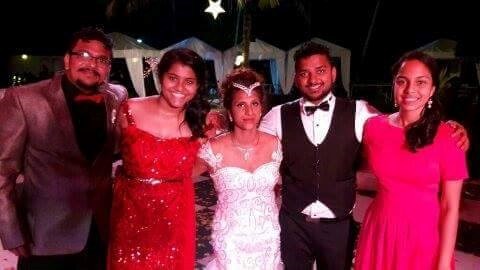 Svetlana with her cousins Merrick, Krisandra, Ashbea , Myron & Shanna Beta at Myron & Ashbea wedding in Goa on January 04, 2017.