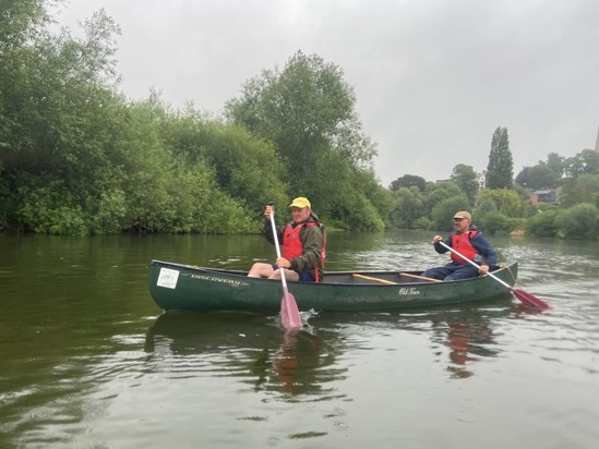 Kev with Chris paddling down from Ross on Wye on one of many great memories