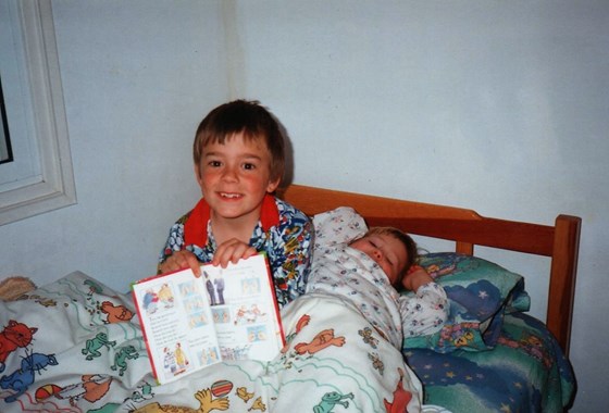 Daniel reading Michelle a bedtime story Cyprus 1993