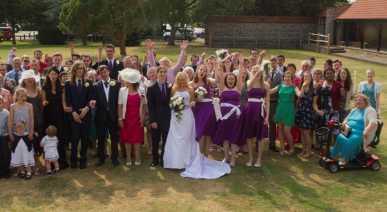 Family and friends at the wedding reception