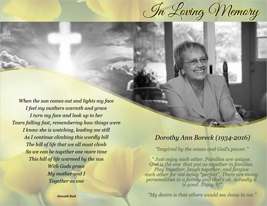 Funeral Brochure (Back and Cover) - Download Larger version by clicking download button bottom left