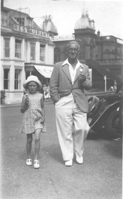 Doreen with Dad on sea front