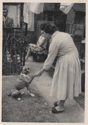 Mum and our Boxer 'Sheba'.