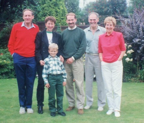 Derek's 60th birthday, with sister and brother-in-law Audrey and Bill Faircloth, son Craig, daughter Karen and grandson Richard.