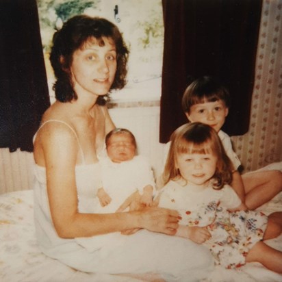 Mum with Graham, Rebecca & Rachel in 1987