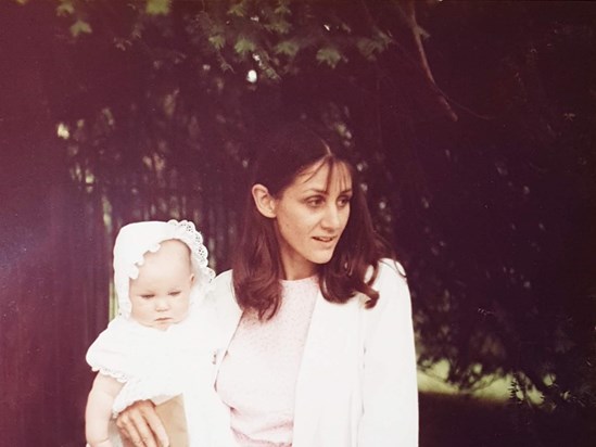 Mum with Rebecca in 1985
