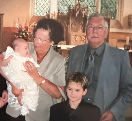 Proud Grandma and Grandad at Millie’s Christening  