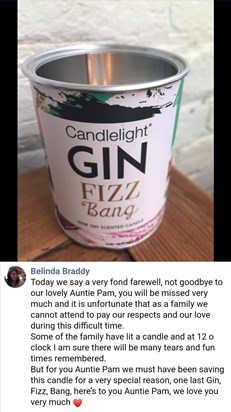 Belinda Braddy (Farmer) also lit a candle in your honour 
