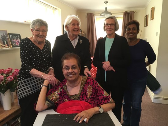 With her neighbours Jean, Margaret and Peggy and sister, Audry