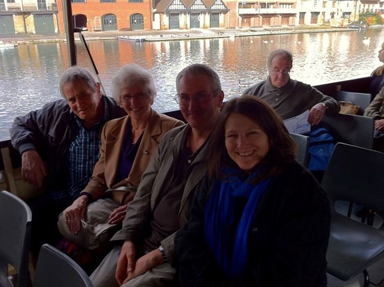 Dad's 80th - trip down the Thames with Auntie Babs and Gareth
