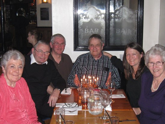 Dad's 80th birthday dinner at The George, Windsor, with Beryl, Alan, Gareth and Auntie Babs