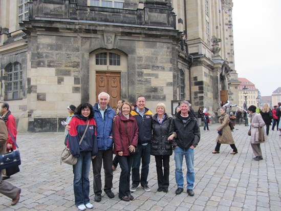 The English/Welsh/German friendship in front of the Church of Our Ladies in Dresden