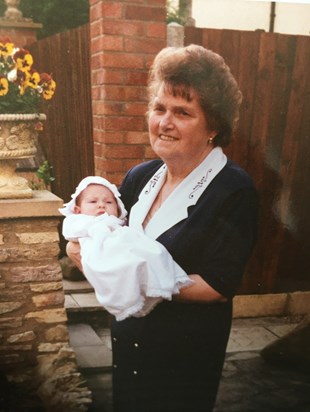 My dear Nan holding me on my christening day-Victoria 